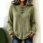 Women's Knitted Shirt - Stand Collar and Relaxed Fit