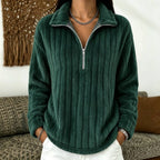 Women’s Ribbed Zip-Collar Sweater - Warm and Comfortable