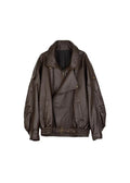 Belted Oversized Leather-Look Bomber