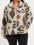 Women’s Aztec Sherpa Zip Jacket - Warm and Soft