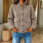 Pocket Corduroy Button-Up Top - Casual and Practical