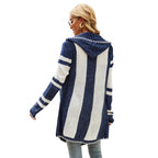 Women’s Striped Hooded Cardigan - Soft and Casual