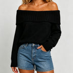 Women’s Long Sleeve Solid Knit Sweater – Soft Everyday Pullover