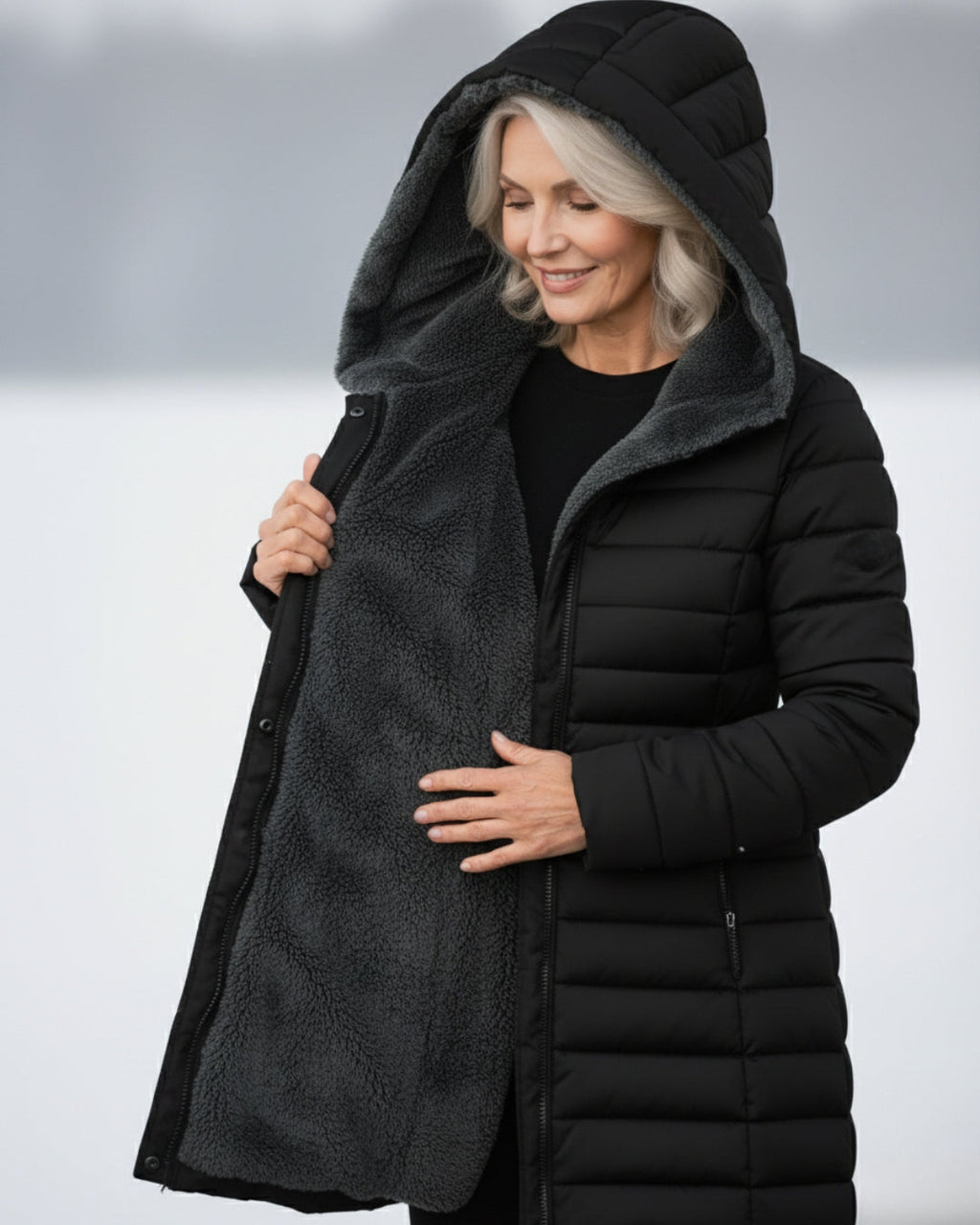 Padded Coat with Lined Hood