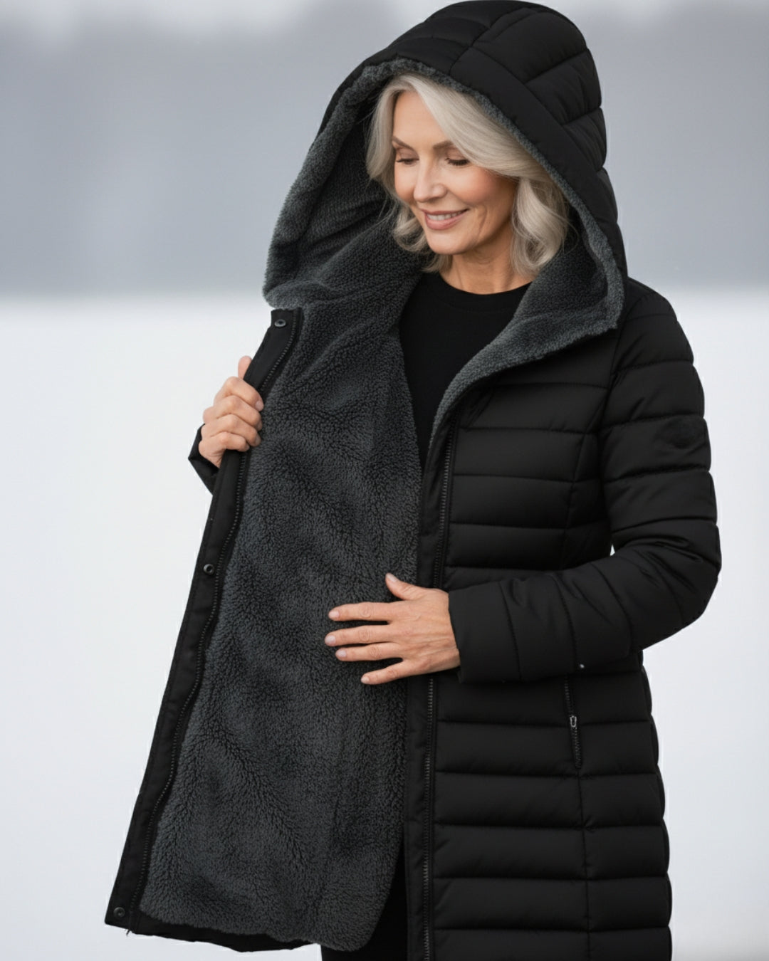 Padded Coat with Lined Hood