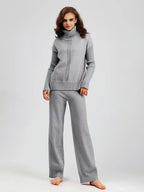 Women’s Turtleneck Sweater and Wide Leg Pants Set – Chic Comfortable Outfit