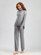Women’s Turtleneck Sweater and Wide Leg Pants Set – Chic Comfortable Outfit