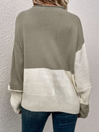 Women’s Color Block Relaxed Sweater – Modern Cozy Knit