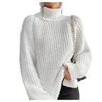 Women’s High-Neck Knit Sweater – Soft Mid-Length Layer