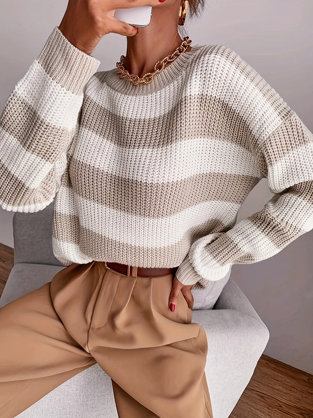 Women’s Relaxed Striped Sweater – Comfortable Everyday Knit