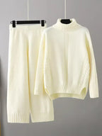 Women’s Turtleneck Sweater and Wide Leg Pants Set – Chic Comfortable Outfit