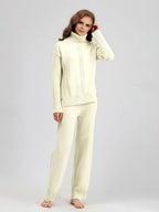 Women’s Turtleneck Sweater and Wide Leg Pants Set – Chic Comfortable Outfit