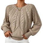 Women’s Cable-Knit Crewneck Sweater - Soft and Versatile