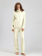 Women’s Turtleneck Sweater and Wide Leg Pants Set – Chic Comfortable Outfit