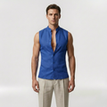 Tailored Sleeveless Mandarin Collar Resort Shirt with Structured Stand Collar