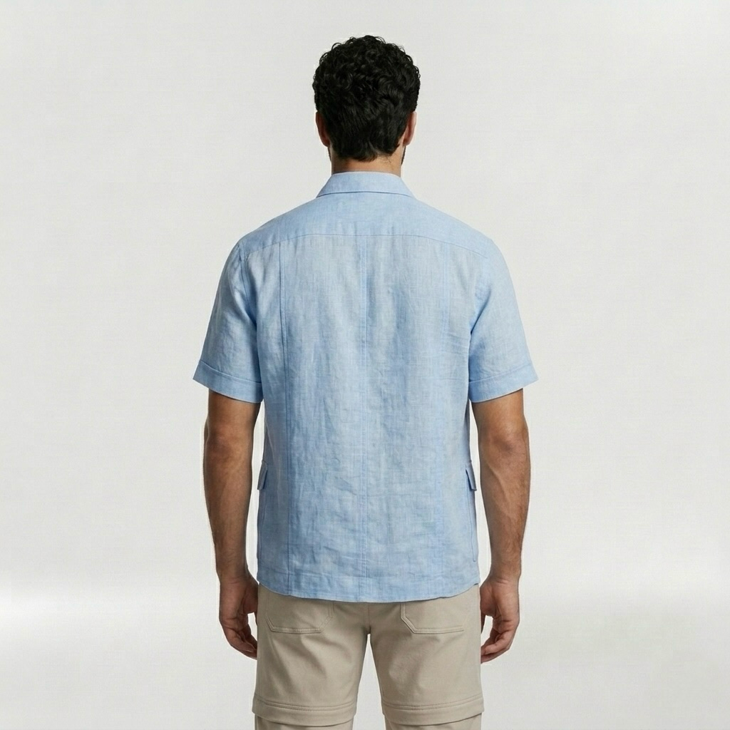 Deconstructed Utility Resort Shirt with Asymmetrical Panel Construction