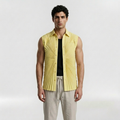Sunburst Pleated Sleeveless Statement Shirt with Radiating Architectural Pleats