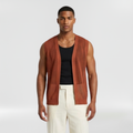 Open-Knit Resort Vest with Relaxed Open-Front Silhouette