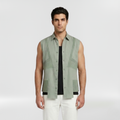 Tailored Panel Sleeveless Overshirt with Structured Utility Detailing