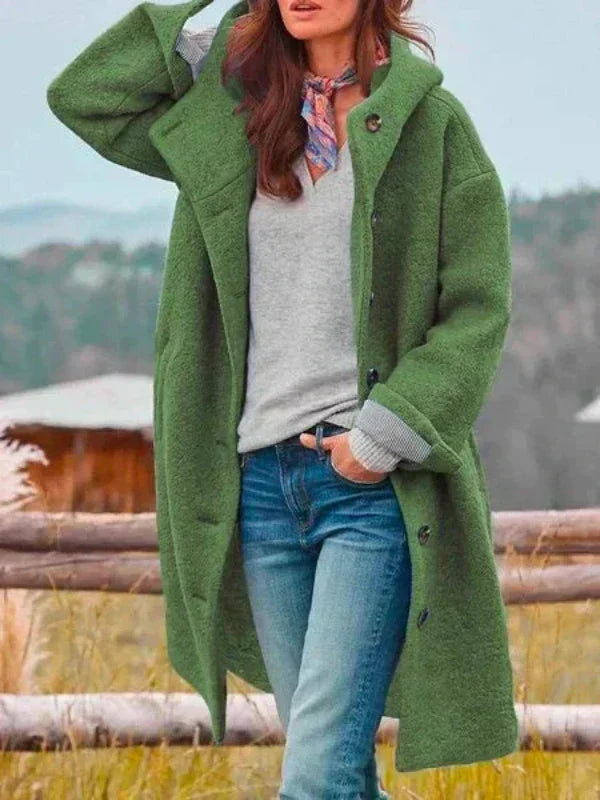 Long Hooded Coat in Soft Fabric