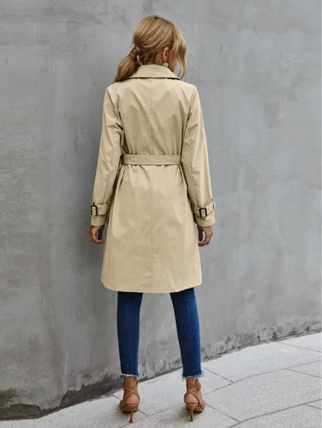 Double-Breasted Belted Trench Coat