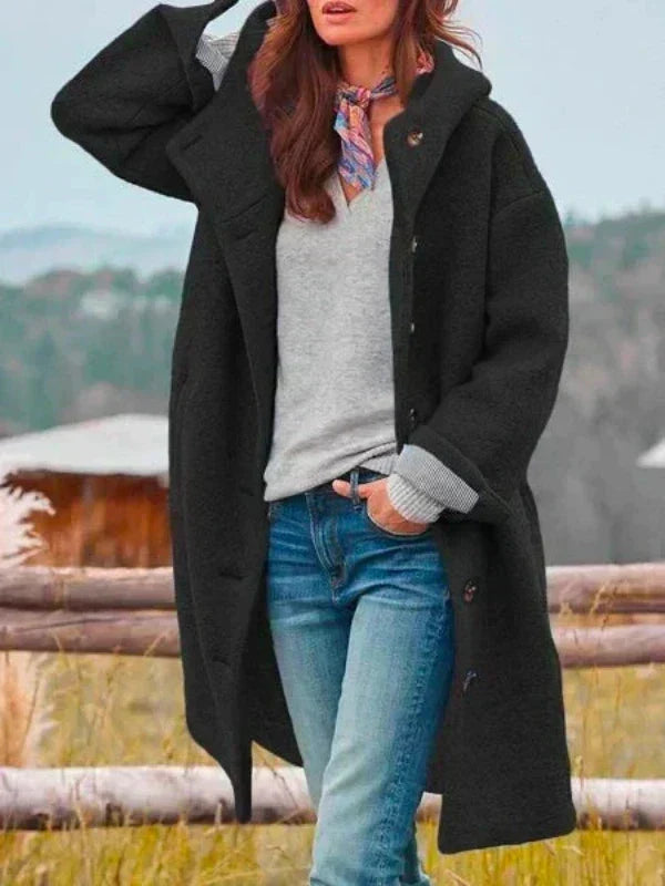 Long Hooded Coat in Soft Fabric