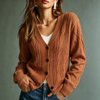 Light Brown Cable-Knit Cardigan - Vintage and Soft