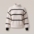 Women’s Striped Stand-Collar Sweater - Soft and Modern