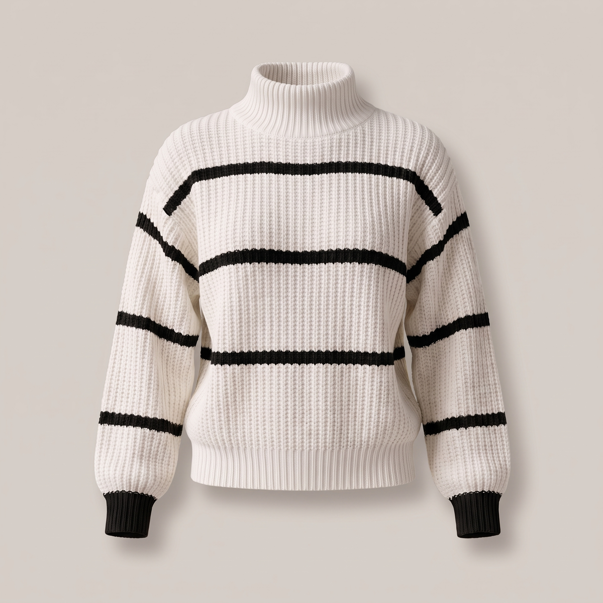 Women’s Striped Stand-Collar Sweater - Soft and Modern