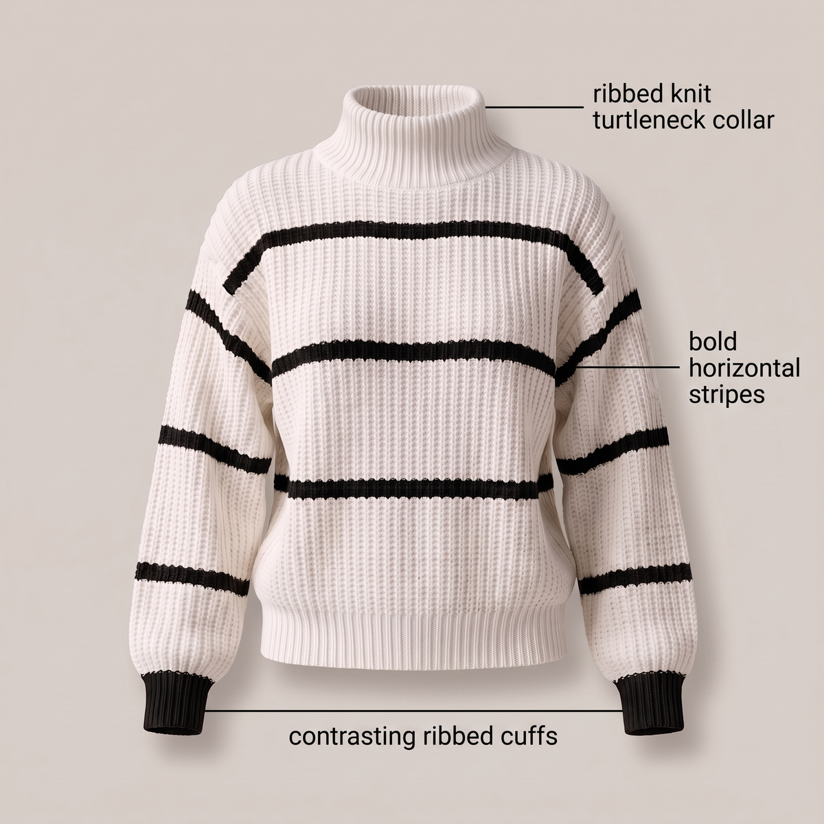Women’s Striped Stand-Collar Sweater - Soft and Modern