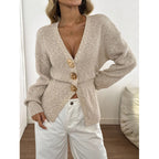 Minimalist V-Neck Button Cardigan Sweater - Simple and Chic
