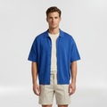 Relaxed Fine-Knit Resort Overshirt with Camp-Inspired Collar