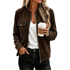 Women’s Suede-Look Zip Jacket - Casual and Elegant