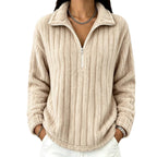 Women’s Ribbed Zip-Collar Sweater - Warm and Comfortable