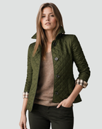 Women’s Quilted Button Jacket with Collar – Smart Transitional Outerwear
