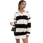 Women’s Striped Knit Sweater Dress - Soft and Casual