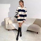 Women’s Striped Knit Sweater Dress - Soft and Casual