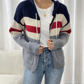 Women’s Color Block Hooded Zip Cardigan – Cozy Casual Layer