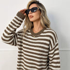 Striped Drop-Shoulder Sweater - Soft and Casual