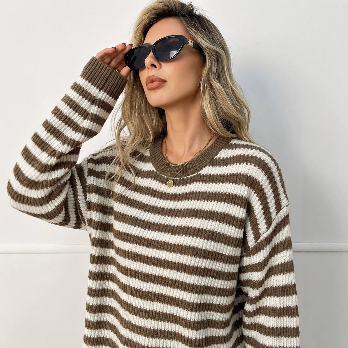 Striped Drop-Shoulder Sweater - Soft and Casual