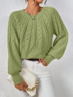Women’s Cable-Knit Crewneck Sweater - Soft and Versatile