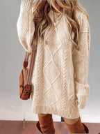 Women’s Cable Knit Sweater Dress – Warm Elegant Style