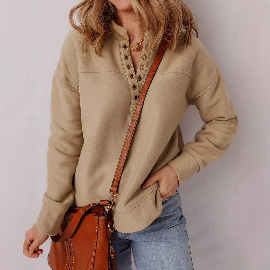 Women’s Drop-Shoulder Pullover Sweatshirt – Soft Cozy Style