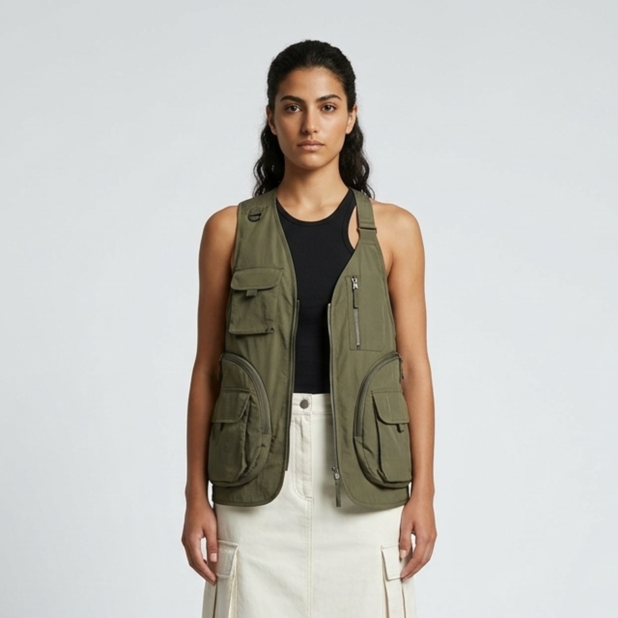 Utility Pocket Adventure Vest with Cargo Pockets and Front Zip