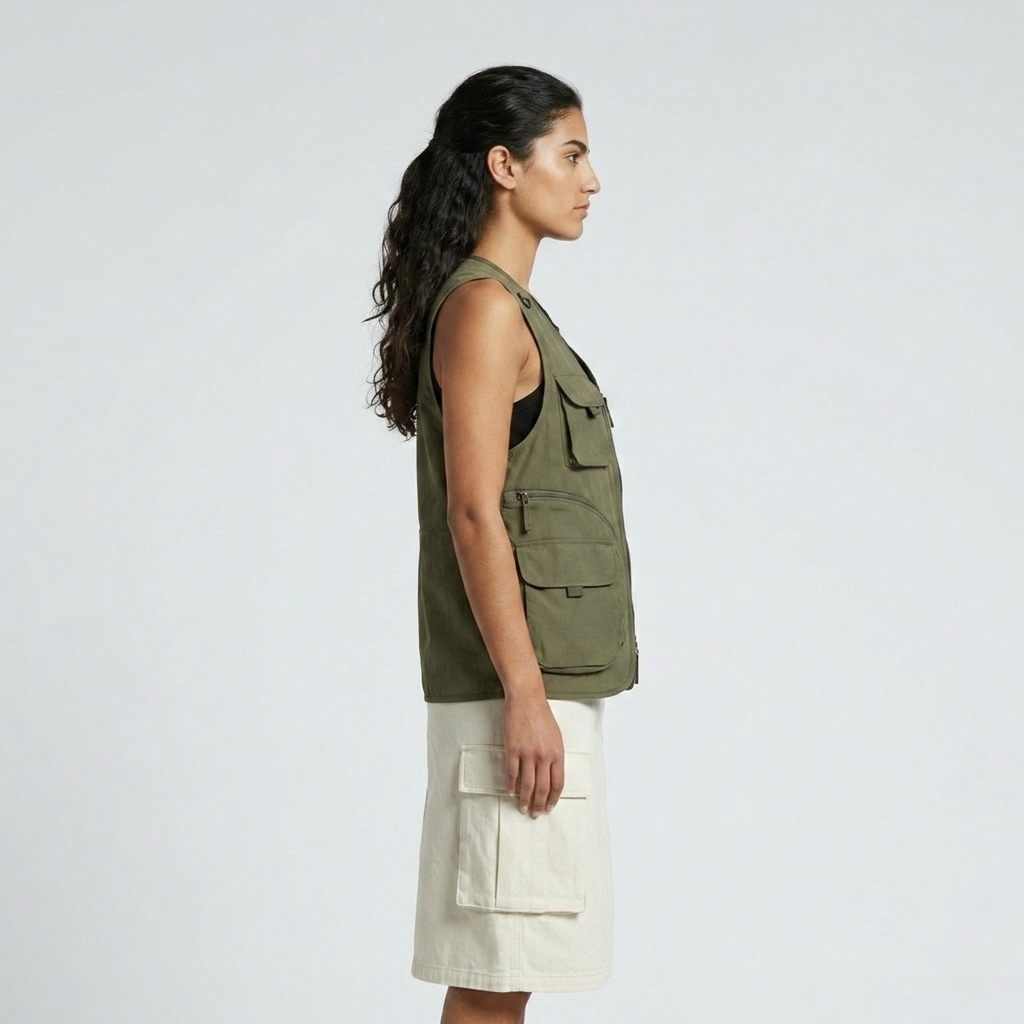 Utility Pocket Adventure Vest with Cargo Pockets and Front Zip