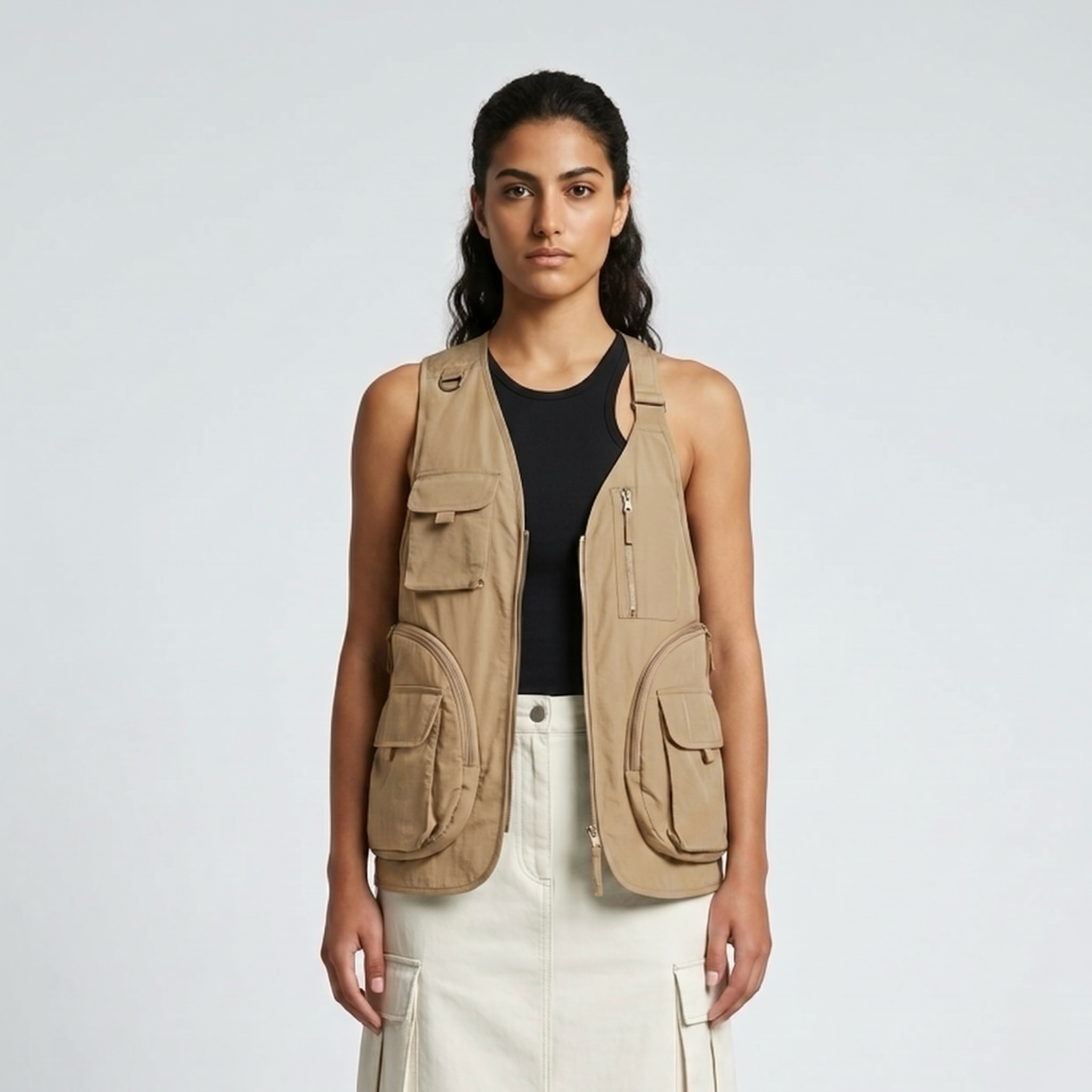 Utility Pocket Adventure Vest with Cargo Pockets and Front Zip