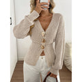 Minimalist V-Neck Button Cardigan Sweater - Simple and Chic