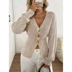 Minimalist V-Neck Button Cardigan Sweater - Simple and Chic