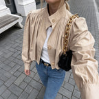 Ruched Notched-Collar Jacket - Chic and Feminine