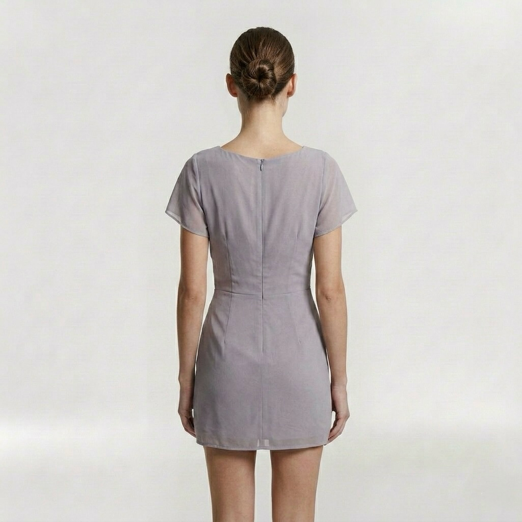 Asymmetric Draped One-Shoulder Mini Dress with Statement Neckline